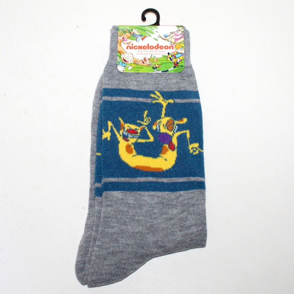 1 pair socks CatDog Nickelodeon 2021 Centric unisex one size gray blue cartoon